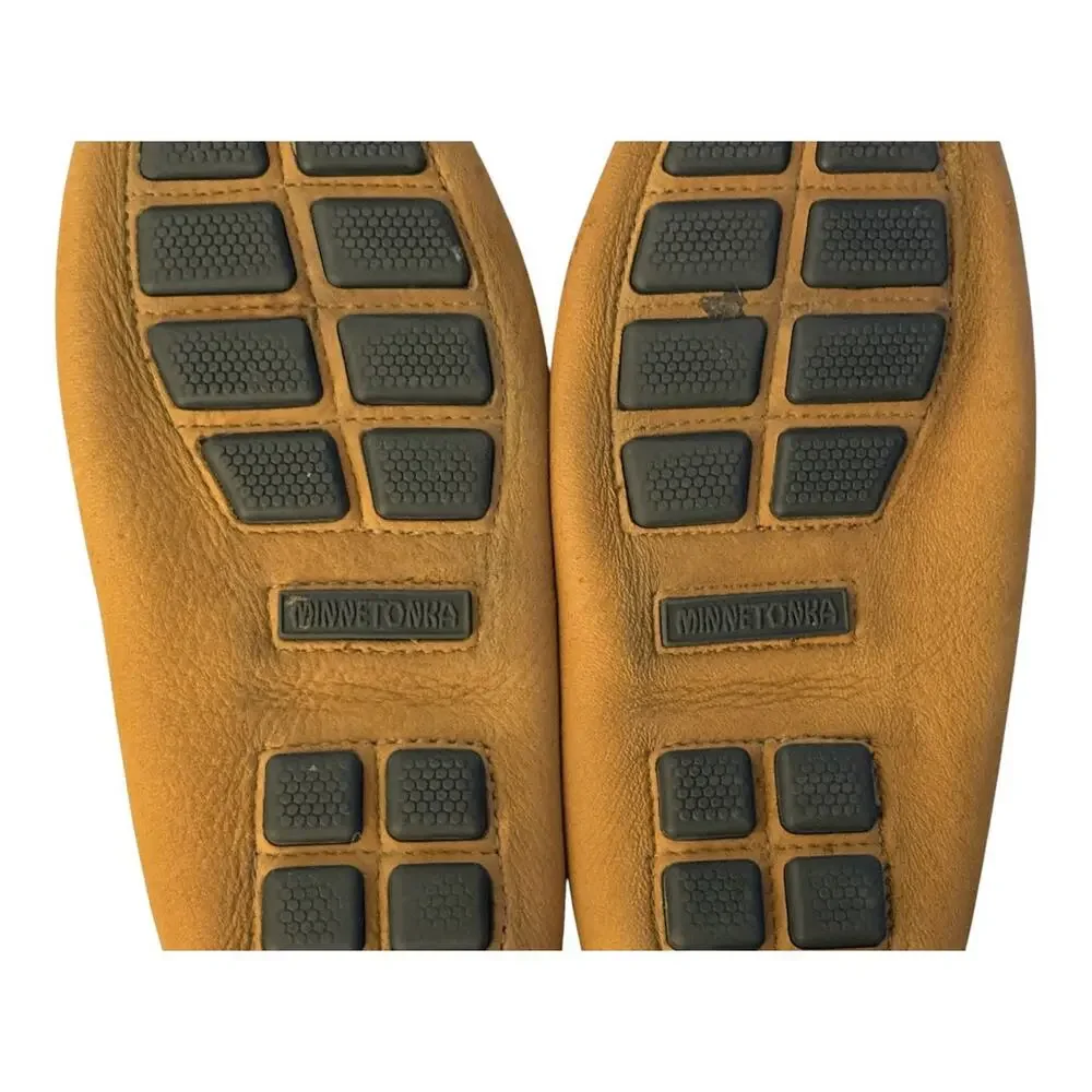 Minnetonka Moosehide Leather Moccasin Driving Knob Nub Tan Oil Rubbed Mens 10